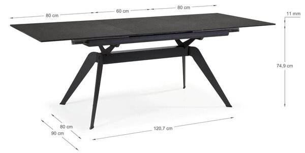 MUZZA Rozkladací jedálenský stôl lalu 160 (220) x 90 cm tmavosivý