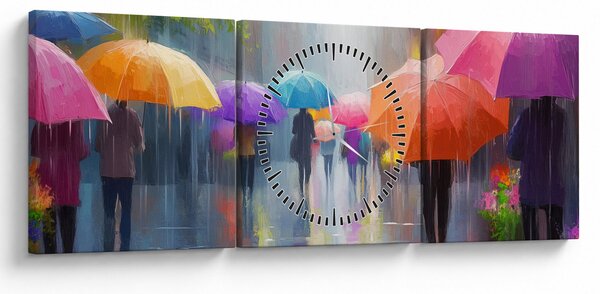 Obraz - Daždivý deň (s hodinami) (90x30 cm)