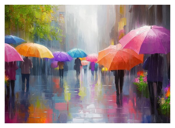 Sklenený obraz - Daždivý deň (70x50 cm)