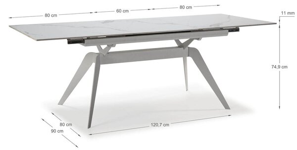 MUZZA Rozkladací jedálenský stôl lalu 160 (220) x 90 cm biely