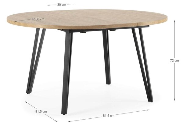 MUZZA Rozkladací jedálenský stôl donda Ø 120 (150) cm prírodný