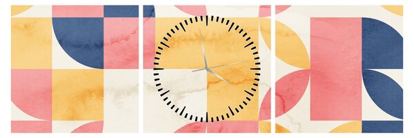 Obraz - Abstrakcia s retro vzormi (s hodinami) (90x30 cm)