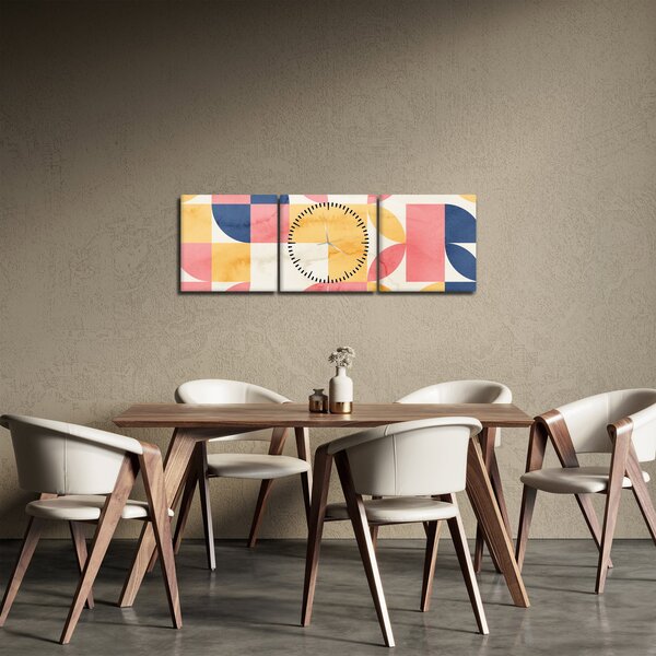 Obraz - Abstrakcia s retro vzormi (s hodinami) (90x30 cm)