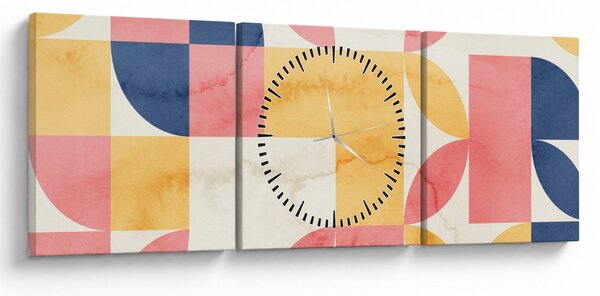 Obraz - Abstrakcia s retro vzormi (s hodinami) (90x30 cm)