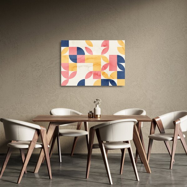 Sklenený obraz - Abstrakcia s retro vzormi (70x50 cm)