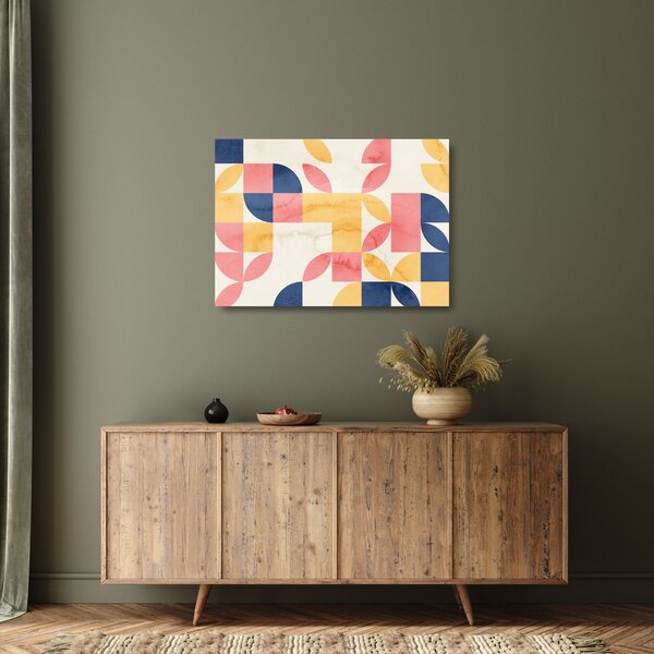 Sklenený obraz - Abstrakcia s retro vzormi (70x50 cm)