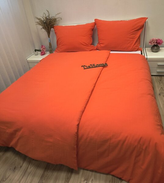 Ľanové obliečky oranžovo-červené 140x200cm+90x70cm TiaHome