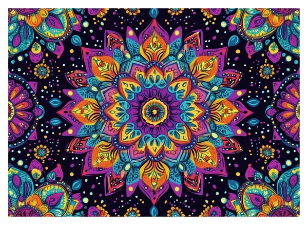 Sklenený obraz - Kaleidoskopická mandala (70x50 cm)