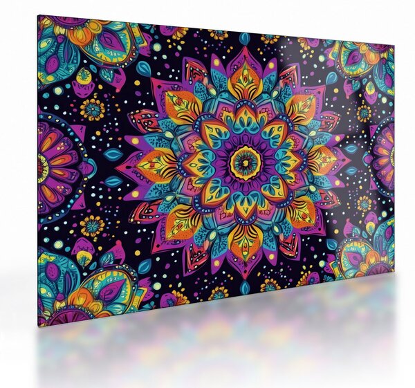Sklenený obraz - Kaleidoskopická mandala (70x50 cm)