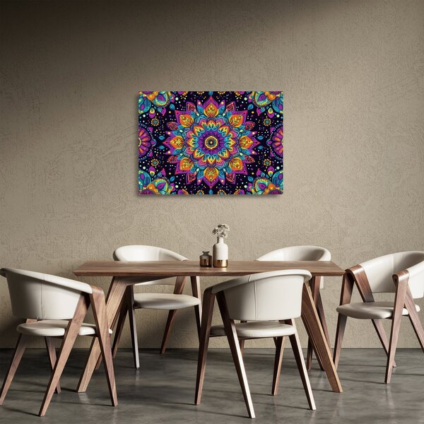 Sklenený obraz - Kaleidoskopická mandala (70x50 cm)
