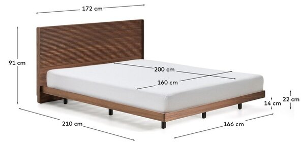 Hnedá dvojlôžková posteľ z brezového dreva s roštom 160x200 cm Norlen – Kave Home