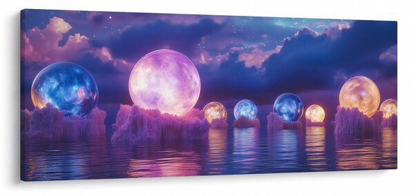 Obraz - Planéty na vode (120x50 cm)