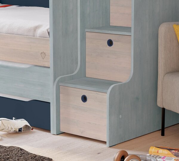 Cilek Poschodová posteľ Trio Studio pre 3 deti 90x200 cm s úložným priestorom (schody)