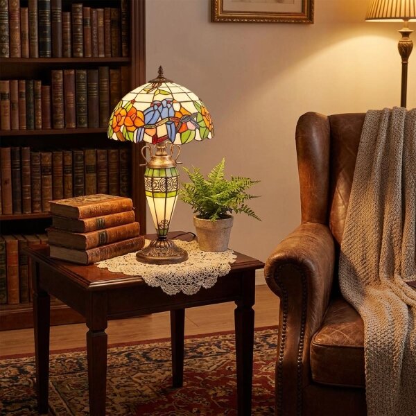 Brilagi - Tiffany vitrážová stolná lampa JUNGLE 1xE27/60W/230V + 1xE14/40W