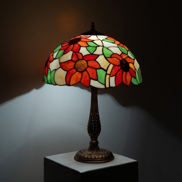 Brilagi - Tiffany vitrážová stolná lampa SUNFLOWER 2xE27/60W/230V