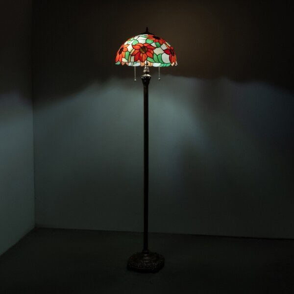 Brilagi - Tiffany vitražová stojacia lampa SUNFLOWER 2xE27/60W/230V
