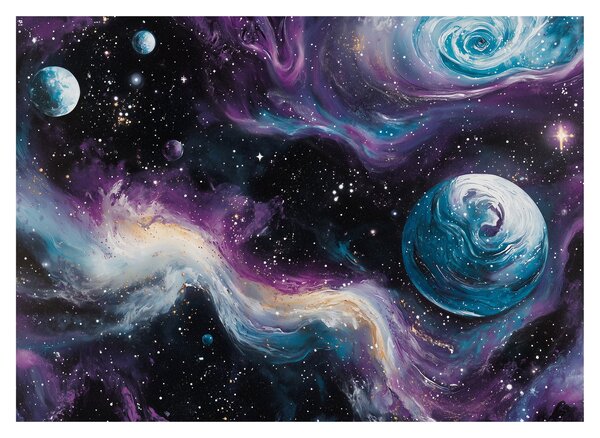 Sklenený obraz - Maľovaný vesmír (70x50 cm)