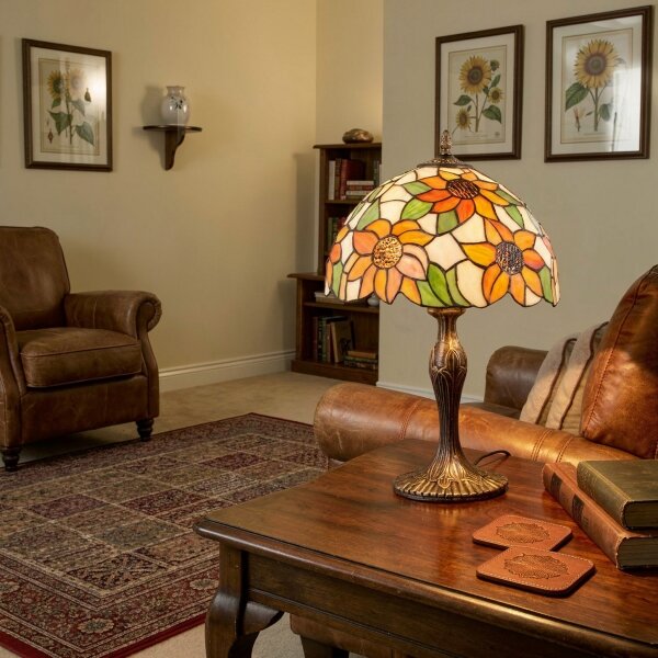 Brilagi - Tiffany vitrážová stolná lampa SUNFLOWER 1xE27/60W/230V