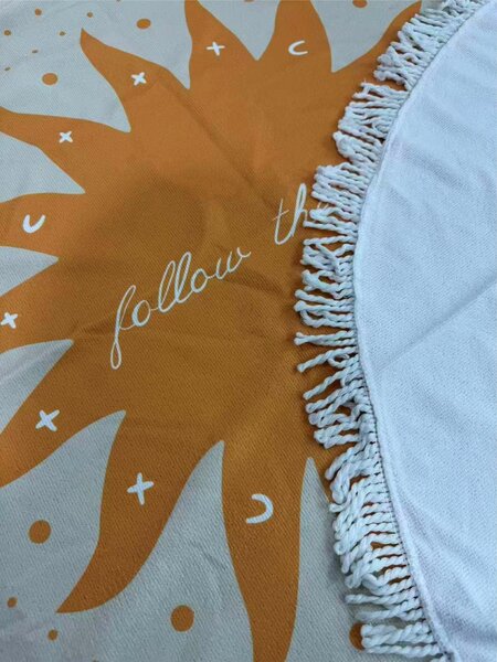 Sinsay - Okrúhly plážový uterák so strapcami - oranžová