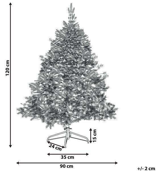 Umelý vianočný stromček biely syntetický materiál 120 cm zasnežený nastaviteľné vetvy sviatočný