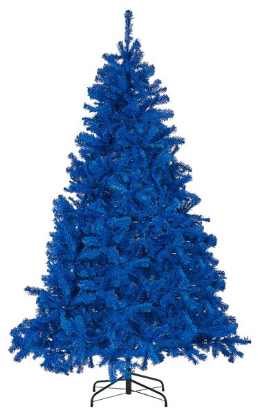 Umelý vianočný stromček modrý syntetický 180 cm kovový stojan tradičná zimná sviatočná dekorácia