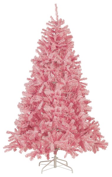 Umelý vianočný stromček ružový syntetický 210 cm kovový stojan tradičná zimná sviatočná dekorácia