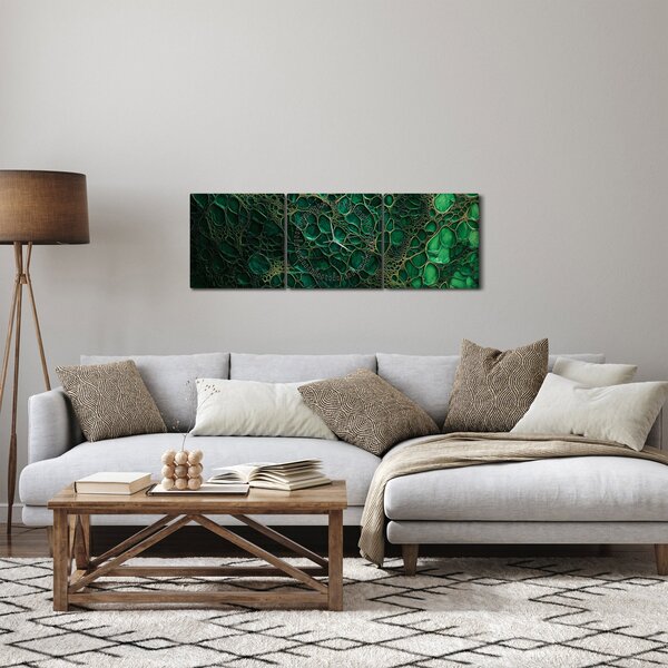 Obraz - Zelený mikroskopický záber (s hodinami) (90x30 cm)