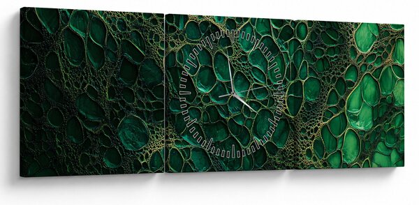 Obraz - Zelený mikroskopický záber (s hodinami) (90x30 cm)