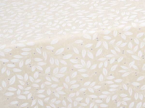Obrus NATURA LUREX lístky natur strieborná 120x150 cm