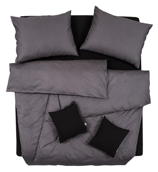 Obliečky ELEGANT PLUS štvorčeky tmavá sivá Štandardný 1x paplón 140x200 + 1x vankúš 70x90 cm