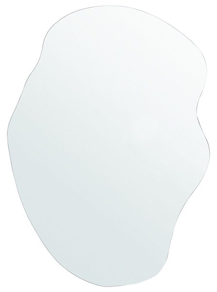 Nástenné zrkadlo strieborné sklo 50 x 70 cm bezrámová závesná dekorácia nepravidelného tvaru