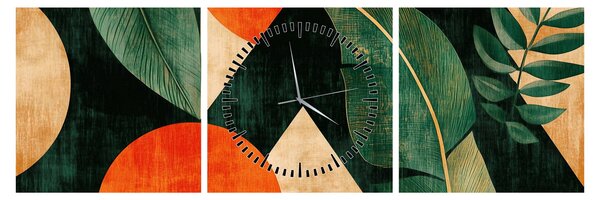 Obraz - Geometrické prírodné motívy II. (s hodinami) (90x30 cm)
