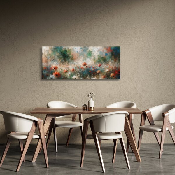 Obraz – Abstrakcia poľa s makmi (120x50 cm)