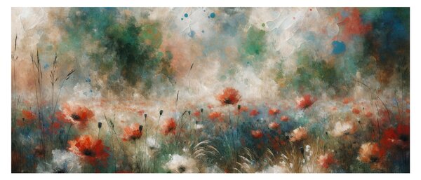 Obraz – Abstrakcia poľa s makmi (120x50 cm)