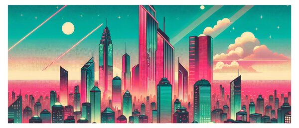 Obraz – Veľkomesto v pop-art štýle (120x50 cm)