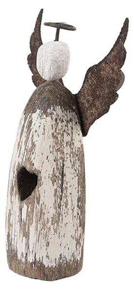 Dekorácia drevená figúrka anjel Angel Rustic S - 7*3*12 cm - Clayre & Eef