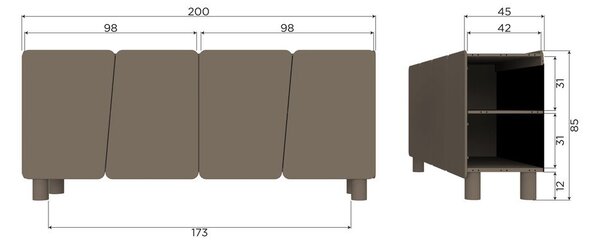 Hnedá komoda z borovicového dreva 200x85x45 cm Root – WOOOD