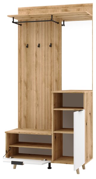 KONDELA Predsieňová zostava, dub evoke/biela, NODRI