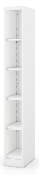 Úzky kovový regál, archivačný na dokumenty biely: TIM 250 x 1850 x 400 mm