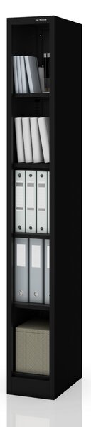 Úzky kovový regál, archivačný na dokumenty čierny: TIM 250 x 1850 x 400 mm