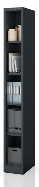 Úzky kovový regál, archivačný na dokumenty antracitový: TIM 250 x 1950 x 400 mm