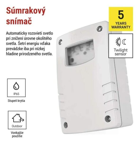 Senzor súmraku 1800W IP65 biely (GS41151)