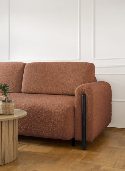 MUZZA Trojmiestna rozkladacia pohovka cadova 244 cm s úložným priestorom chenille terakota s čiernymi nohami