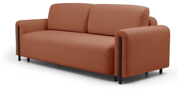 MUZZA Trojmiestna rozkladacia pohovka cadova 244 cm s úložným priestorom chenille terakota s čiernymi nohami