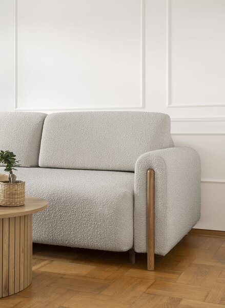 MUZZA Trojmiestna rozkladacia pohovka cadova 244 cm s úložným priestorom chenille svetlosivá s prírodnými nohami
