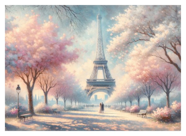 Sklenený obraz – Jar v Paríži (70x50 cm)
