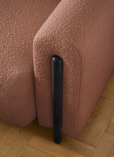 MUZZA Trojmiestna rozkladacia pohovka cadova 244 cm s úložným priestorom chenille terakota s čiernymi nohami
