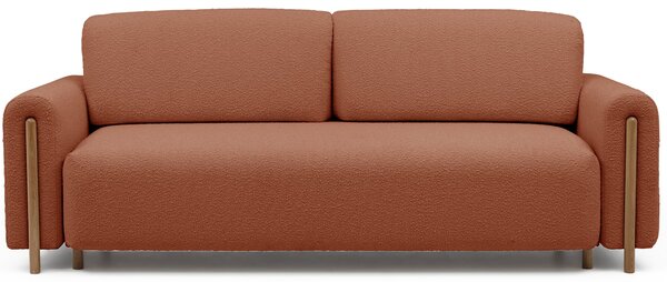 MUZZA Trojmiestna rozkladacia pohovka cadova 244 cm s úložným priestorom chenille terakota s prírodnými nohami