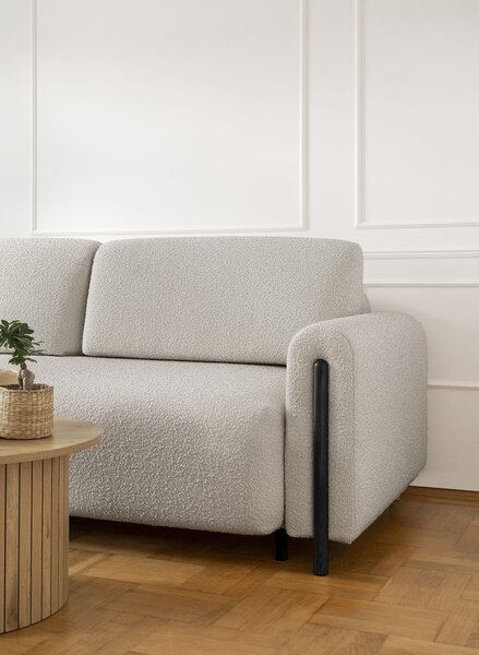 MUZZA Trojmiestna rozkladacia pohovka cadova 244 cm s úložným priestorom chenille svetlosivá s čiernymi nohami