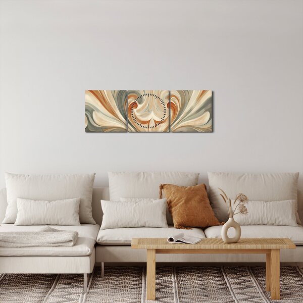 Obraz - Vír v zemitých farbách (s hodinami) (90x30 cm)